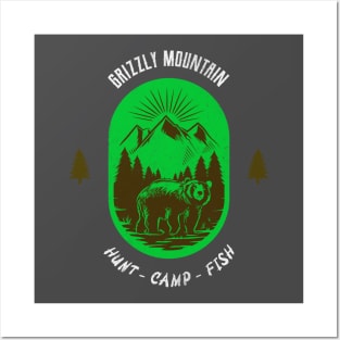 Grizzly Mountain Hunt Camp Fish - Green V2 Posters and Art